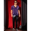 INSPIRE CHIC Men's V-Neck Short Sleeve Party Sheer Glitter T-Shirt - 2 of 4