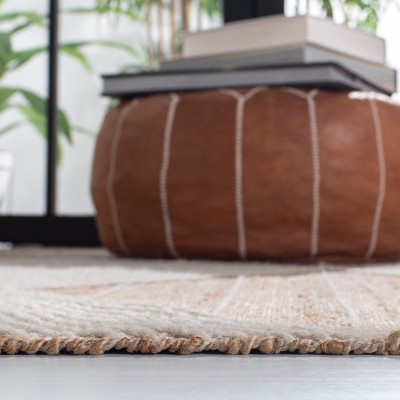Natural Beige and White Wool Kilim Handwoven Area Rug 8' x 10'