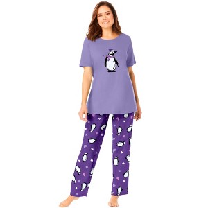 Dreams & Co. Plus Size Graphic Tee PJ Set - 1 of 4