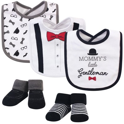 Little Treasure Baby Boy Cotton Bib and Sock Set 5pk, Mommys Gentleman, One Size