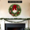 24" Christmas Wreath for Front Door, Large Artificial Winter Wreath with Berries Ball Ornaments for Fireplace Window Wall Indoor Outdoor Decor - 4 of 4