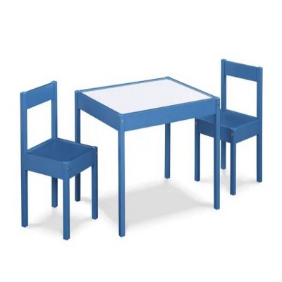 3-Piece Dry Erase Kids Table & Two Chair Set, Dark Blue
