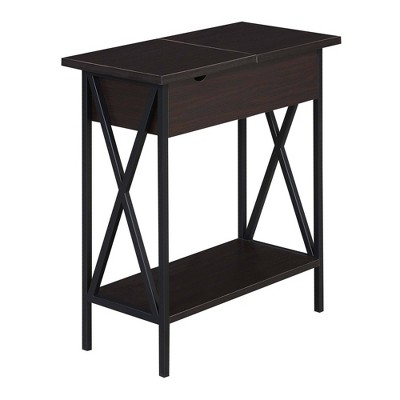 Tucson Flip Top End Table with Charging Station and Shelf Espresso/Black - Breighton Home