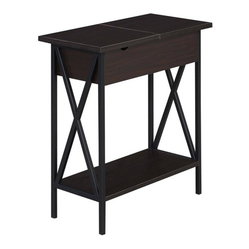 Tucson Flip Top End Table With Charging Station And Shelf Espresso/black - Breighton  Home : Target