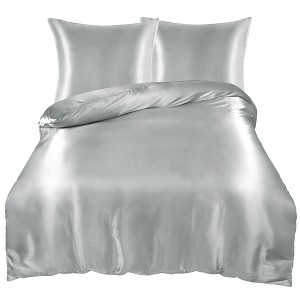PiccoCasa 3 Pcs Soft Smooth Silky Breathable Duvet Cover Set 1 Quilt Cover, 2 Pillowcase - 1 of 4