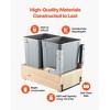 VEVOR Wood Pullout Trash Can for Kitchen Cabinets, 35 QT x2 Double Under Sink Garbage Waste Recycling Bin, Under Mount Waste Container, Gray - 4 of 4