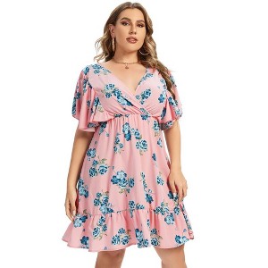 Wrap Midi Dresses A-Line Flare Casual Short Dresses - 1 of 1