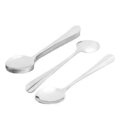 Unique Bargains Metal Household Restaurant Utensil Head Spoon Soup Tableware Silver Tone 8pcs