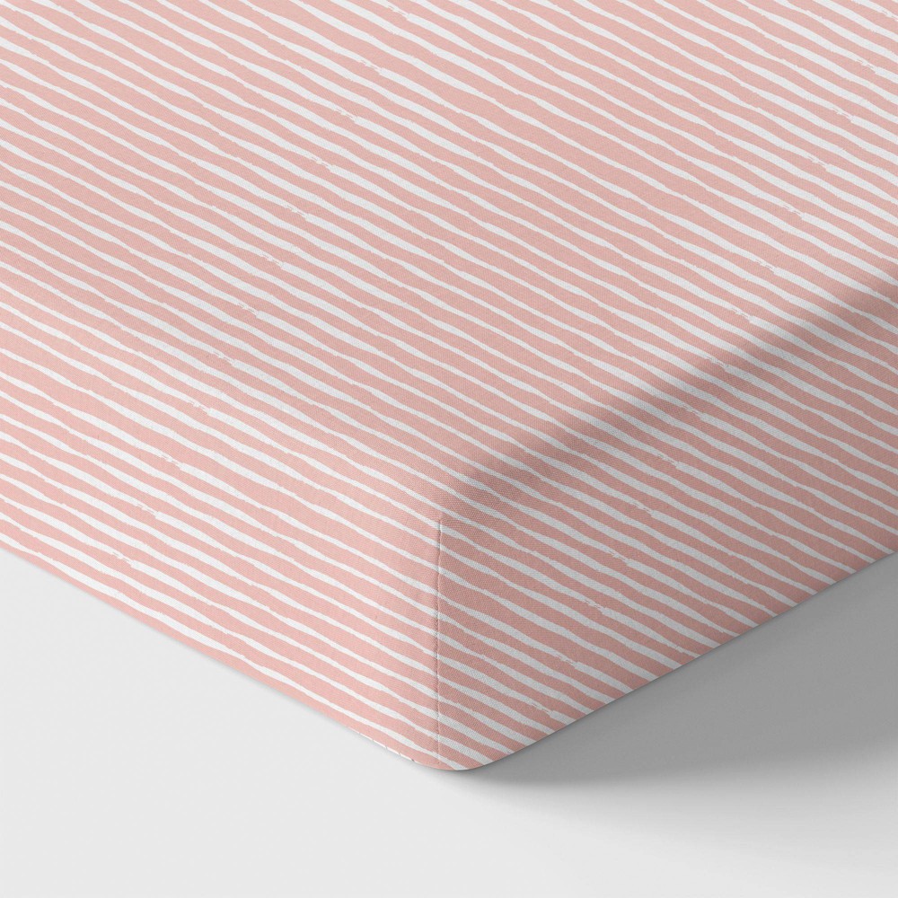 Photos - Bed Linen Norani Crib Sheet - Pink Stripes