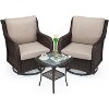 Whizmax Swivel Rocker Patio Chairs Set of 2 and Matching Side Table - 3 Piece Wicker Patio Bistro Set with Premium Fabric Cushions Outdoor Furniture - 2 of 4
