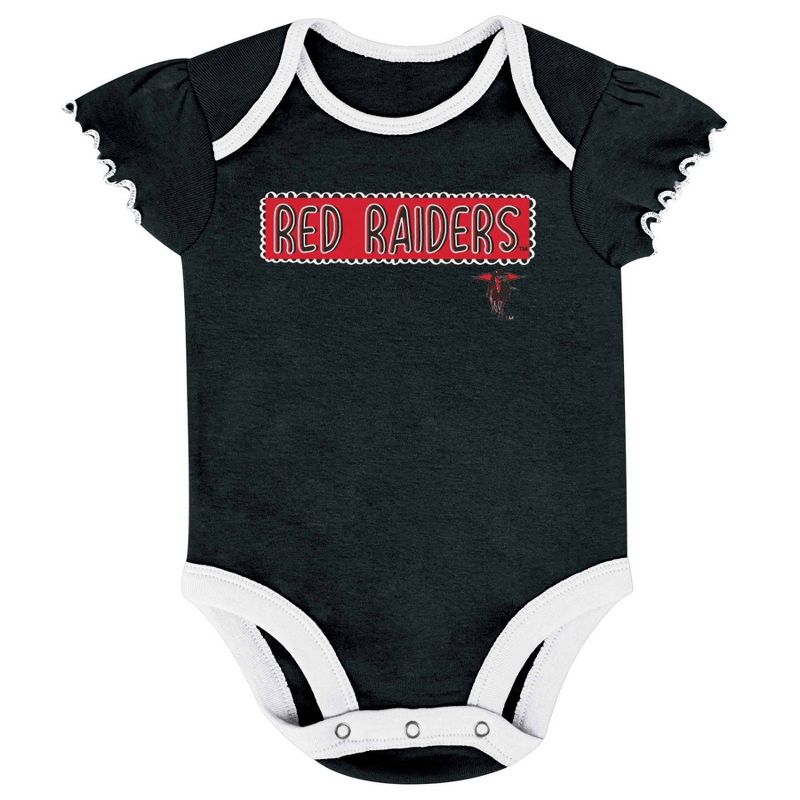 NCAA Texas Tech Red Raiders Infant Girls&#39; 3pk Bodysuit Set, 4 of 5