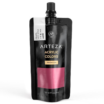 Arteza Metallic Acrylic Artist Paint, Pearl Hot Pink, 120ml  - Single Color (ARTZ-9946)