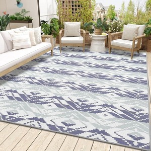 coucheta Indoor Outdoor Washable Area Rug, Vintage Moroccan Geometric Pattern Non-Slip Low Pile Carpet, for Patio, Living Room, Porch, Backyard - 1 of 4