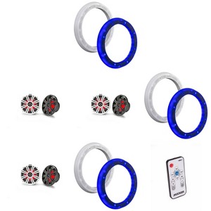 Kicker (3 Pair ) 45KM84L 8" LED Marine Speakers & 51KLSR88 - 8.8-Inch to 8-Inch LED Adapter Rings & LED Remote Bundle - 1 of 4