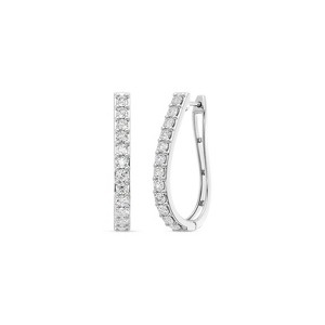 Gilded 1/4 to 2 Carat Total Weight Lab-Grown Diamond Prong Set Hoop Earrings in 925 Sterling Silver and 14KT Yellow Gold Plated Silver, Hinged Closure - 1 of 4