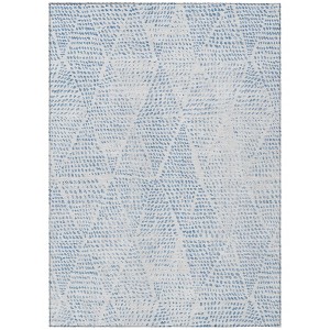 Denim Blue Ivory And Gray Geometric Washable Indoor Outdoor Area Rug - 1 of 4