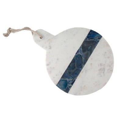 13.3" Marble Round Serving Paddle Board with Agate Inlay - Thirstystone