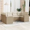 vidaXL Patio Sofa Set with Cushions Outdoor Furniture 6 Piece Poly Rattan - Beige and Cream - 2 of 4