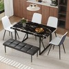 6-Piece Dining Set with 4 PU Armless Chairs and 1 Bench - 4 of 4