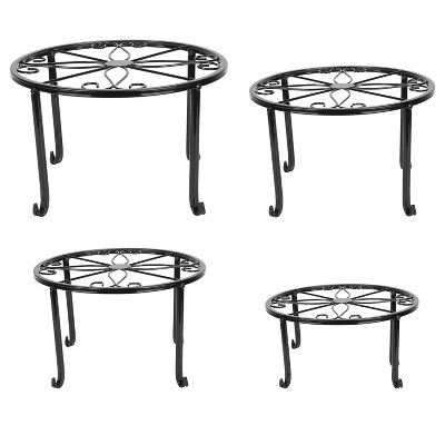 NewHome"4-Pack Heavy Duty Iron Plant Stands, Round Flower Pot Holders for Home, Garden, Patio Décor"Black