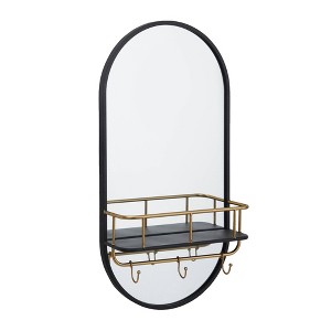 Metal Oval 1 Shelf Wall Mirror Black - Olivia & May: Modern Style, Round Shape, No Assembly Required - 1 of 4