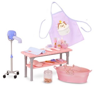 Our Generation Scrub & Style Pet Grooming Table Accessory Set for 18'' Dolls - 1 of 4