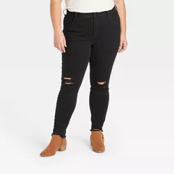 Women's Mid-Rise Skinny Jeans - Universal Thread™ Black 24W