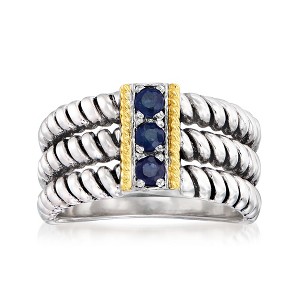 Ross-Simons 0.20 ct. t.w. Sapphire 3-Stone Ring in Sterling Silver With 14kt Yellow Gold - 1 of 4