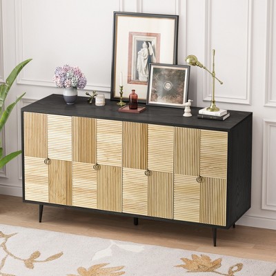 59.84" Elegant Vintage 4-Door Cabinet with Carved Effect Decoration Doors 4M - ModernLuxe