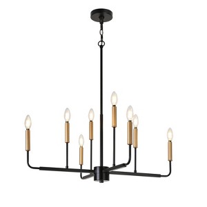 LNC Froebon 8-Light 30.7" Modern Candle Oversized Chandelier, Matte Black and Gold - 1 of 4