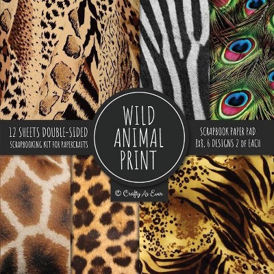 Wild Animal Print Scrapbook Paper Pad 8x8 Scrapbooking Kit for Papercrafts, Cardmaking, Printmaking, DIY Crafts, Nature Themed, Designs, Borders,