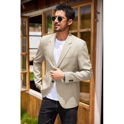 COOFANDY Men's Blazer Casual Slim Fit Sport Coats Two Button Lightweight Suit Jacket Light Khaki XXL — фото 3