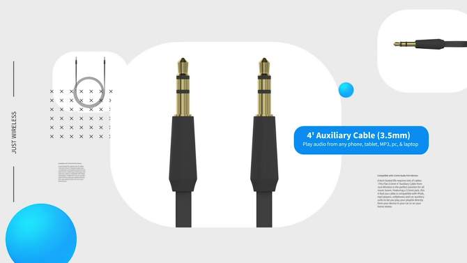 Just Wireless 4&#39; Flat TPU Auxiliary Cable (3.5mm) - Black, 2 of 9, play video