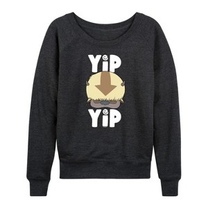 Women's - Avatar: The Last Airbender - Cute Appa Yip Yip Lightweight French Terry Wide Neck Long Sleeve Shirt - 1 of 4