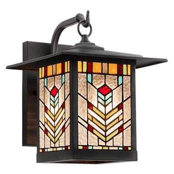 11.75" 1-Light Mission Style Outdoor Wall Lantern Sconce Oil Rubbed Bronze - River of Goods