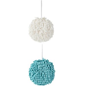 REGALWOVEN 2 Pack Soft Absorbent Chenille Fuzzy Ball Hand Towels for Bathroom Home Decor 6" x 6" - 1 of 4