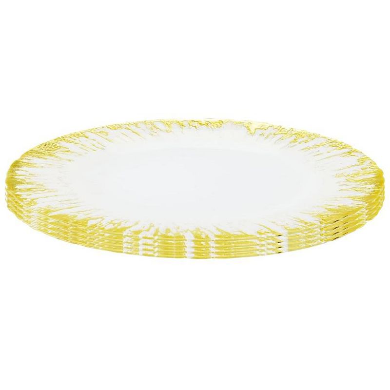 Classic Touch Set of 4 Milky Glass Dinner Plates with Flashy Gold Design, 2 of 4