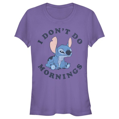 Juniors Womens Lilo & Stitch Experiment 626 I Don't Do Mornings T-shirt -  Purple - X Large : Target