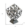 HomeRoots 20" Gray Metal Geo Cube Tabletop Sculpture - 3 of 4