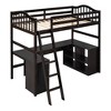 NicBex Full Size Bunk Bed with Desk Loft Bed Pine Frame Bed Frame with Storage Drawers, Cabinets, Guardrails and Inclined Ladder - 3 of 4