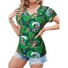 Nlife Womens Puff Short Sleeve Hawaiian Shirts Floral Tropic Printed Pleated V Neck Summer Casual T-Shirt Trendy Boho Blouses Tops - 3 of 4