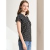 Allegra K Women's Summer V Neck Cap Short Sleeve Button Floral Print Shirt - 4 of 4