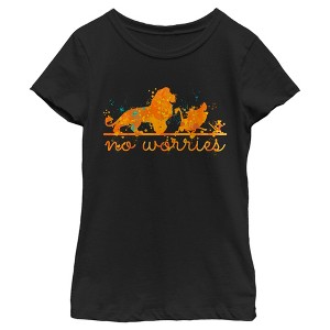 Girl's Lion King No Worries Splatter Paint T-Shirt - 1 of 4