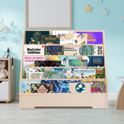 5-tier Kids Bookshelf, Wooden Children Book Rack, Multi-Functional Toddler Bookshelf,Magazine Storage & Display Shelf