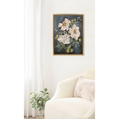 Gold Framed Floral Canvas Print, 18 x 24 Inch