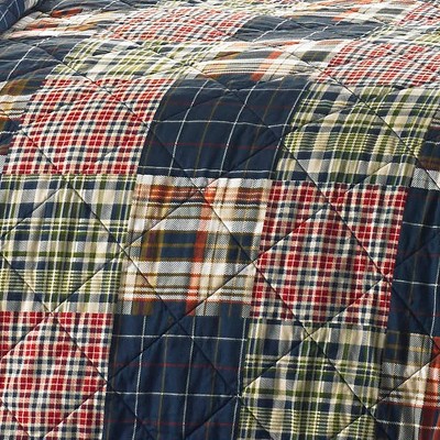 Navy Cotton Reversible Full Quilt Set with Shams