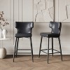 TiramisuBest Set of 2,28" Counter Bar Stools, Modern PU Leather Upholstered Chairs with Metal Frame & Footrest for Kitchen Island & Dining(Black) - 2 of 4