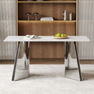 Okak 63" Modern Dining Table Kitchen Table, Counter Height Table with Imitation Marble and Curved Base for 6 - 1 of 4