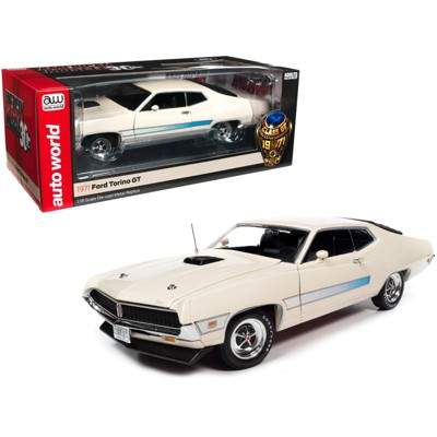 1971 Ford Torino GT Wimbledon White w/Blue Laser Stripes "Class of 1971" American Muscle 30th Anniversary 1/18 Diecast Autoworld