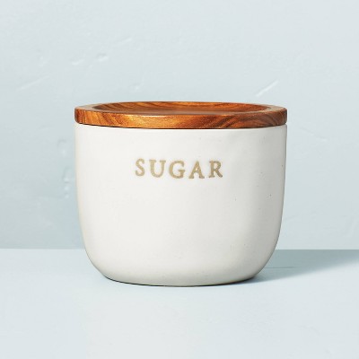 Stoneware Sugar Cellar with Wood Lid Cream/Brown - Hearth & Hand™ with Magnolia